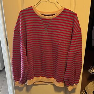 Amazon Striped Red and Gray Sweatshirt